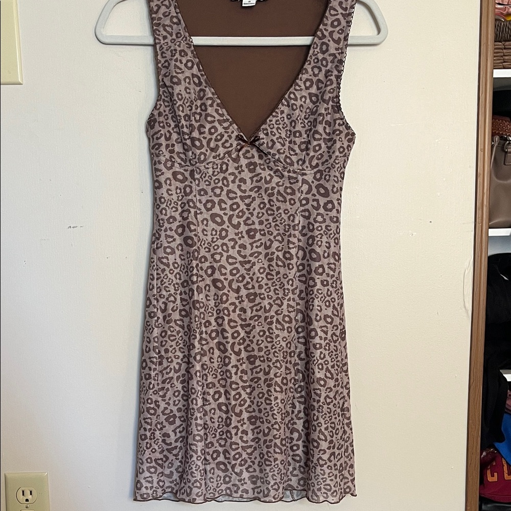 Brown Leopard Print Mini Dress